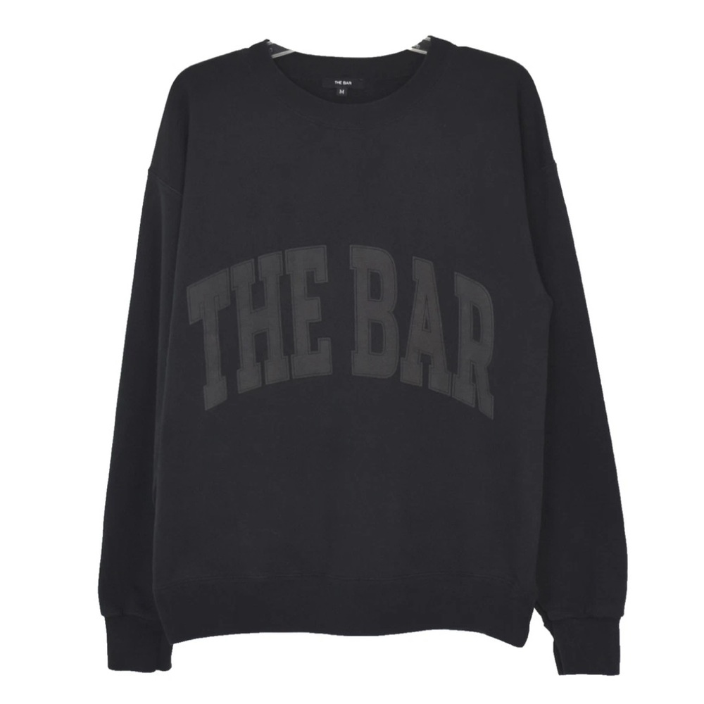 THE BAR Black Varsity Sweatshirt Boyfriend Fit Size M *stains - Picture 12 of 12
